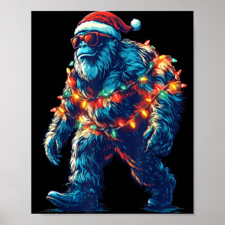 Póster Luces de Navidad de Santa Bigfoot Navidad Sasquatc