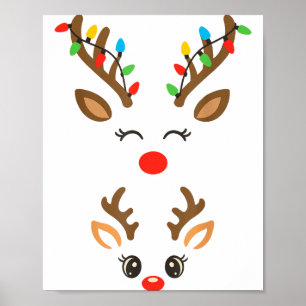 Póster Luces de Navidad Embarazo Reno Luces de Navidad Nu
