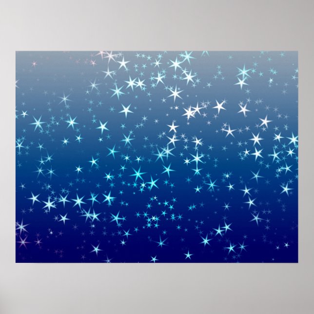 Póster Luces de Navidad Estrellas Cielo Azul (Frente)