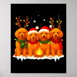 Póster Luces de Navidad Perro Reno Santa Navidad Odle
