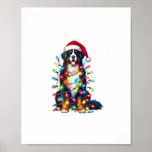 Póster Luces de Navidades de Bernese Mountain Dog