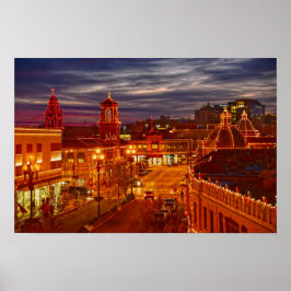 Póster Luces de Plaza Kansas City al Atardecer