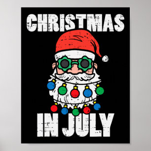 Póster Luces de Santa Navidad en Julio Xmas Verano Mujere