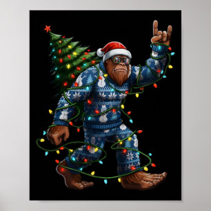 Póster Luces de sombrero de Santa del árbol de Navidad Bi