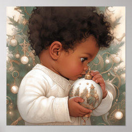 Póster Luces de vacaciones y la mirada del bebé negro