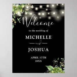 Póster Luces de vegetación para boda negra Cartel de bien