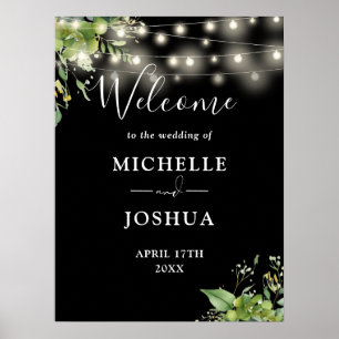 Póster Luces de vegetación para boda negra Cartel de bien