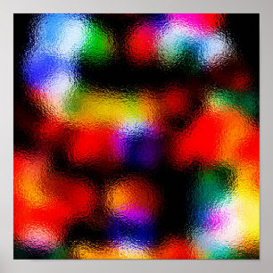 Póster Luces del árbol de Navidad a través de la ventana 