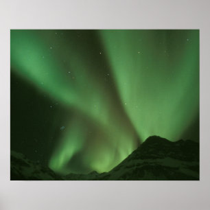 Póster Luces del norte, Aurora boreal en las estribacione