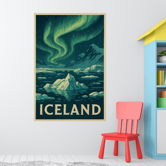 Póster Luces del Norte de Islandia – Paisaje Ártico Vinta (Guardería 1)