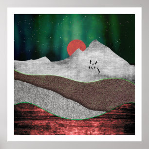 Póster Luces del norte de montaña