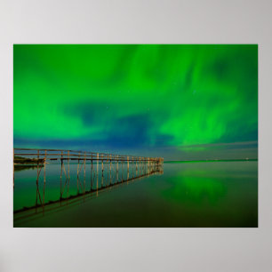 Póster Luces del Norte Lago Winnipeg Canadá, Manitoba