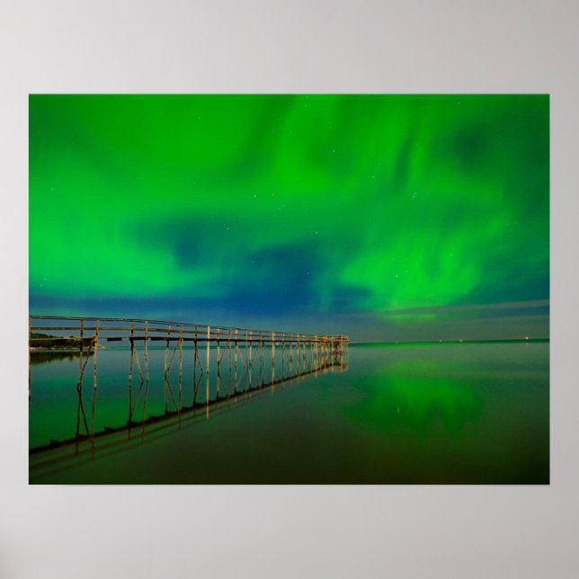 Póster Luces del Norte | Lago Winnipeg Canadá, Manitoba (Frente)