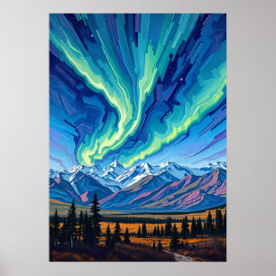 Póster Luces del norte sobre Denali