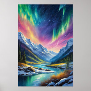 Póster Luces del norte sobre el valle de Snowy