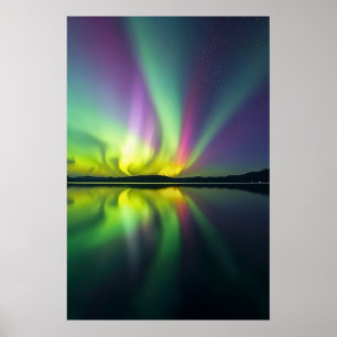Póster Luces del norte sobre un lago