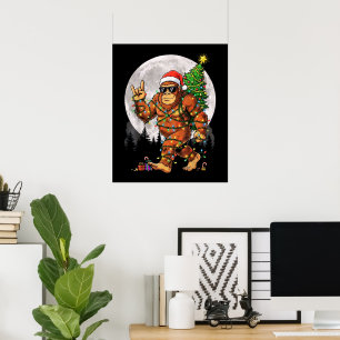 Póster Luces Divertidas de Navidad de Bigfoot y Luna