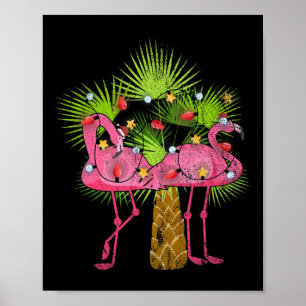 Póster Luces divertidas de Navidad Flamencos Navidad de v