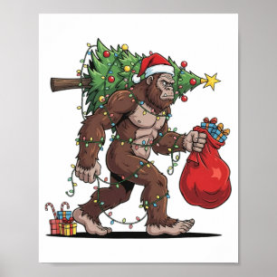 Póster Luces divertidas de Santa Bigfoot para árbol de Na
