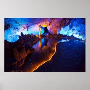 Póster Luces en la cueva de flauta roja, China
