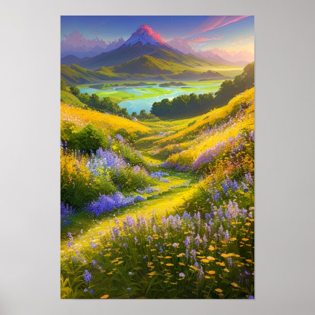 Póster Luces florales, asombroso Valle Verde (Frente)