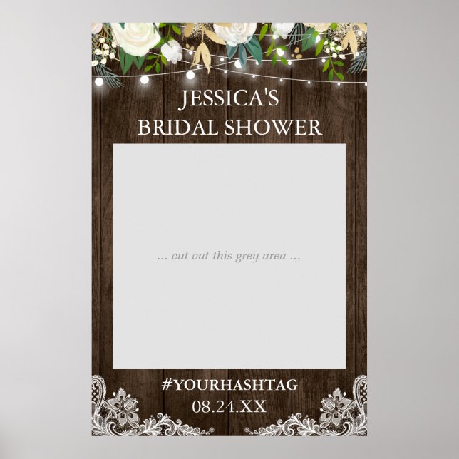 Póster Luces Florales de Madera Rústica Prop para Fotos d (Frente)