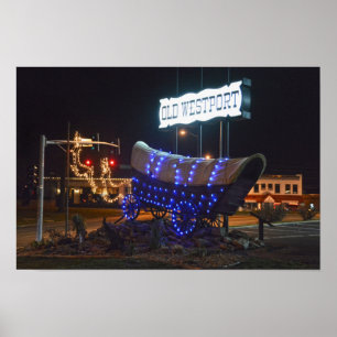 Póster Luces Navideñas de Carro Cubierto en Westport, Mis