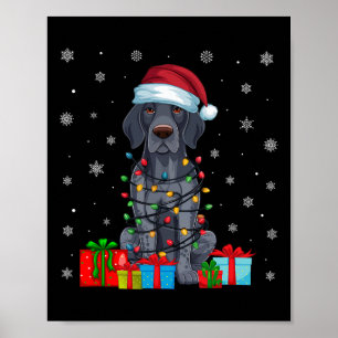 Póster Luces navideñas Santa German Shorthal Dog C