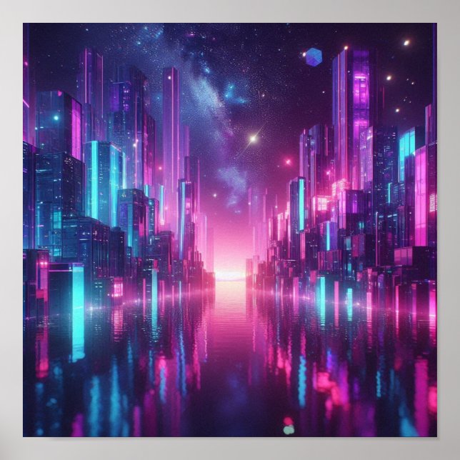 Póster Luces Neón de Ciudad de Cristal para Regreso a Cla (Frente)