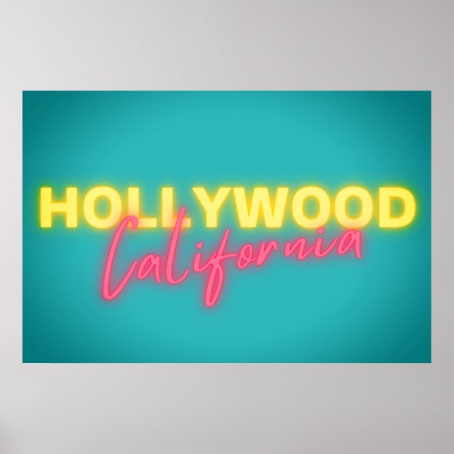 Póster Luces Neon de Hollywood Vintage (Frente)