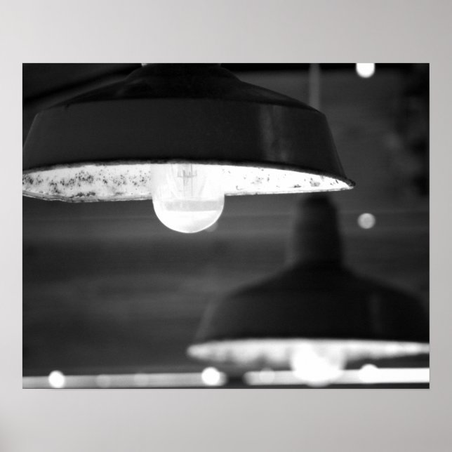 Póster Luces rojas blancas y negras colgando 16x20 (Frente)