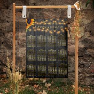 Póster Luces rústicas de madera floral boda de asiento