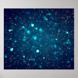 Póster Luces vintage purpurinas de azul verde y negro