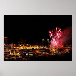 Póster Luces y Fuegos Artificiales de Kansas City Plaza,