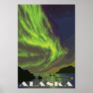 Póster Luces y Orcas del Norte - Sitka, Alaska