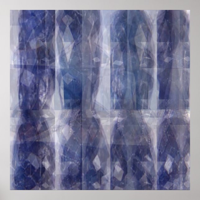 Póster Luces y sombras - Patrones de forma azul (Frente)