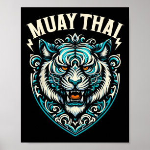 Póster Lucha callejera de tigre de Muay Thai Boxeo tailan