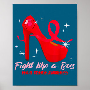 Póster Lucha Como Un Jefe Salud Cardíaca Conciencia Sobre