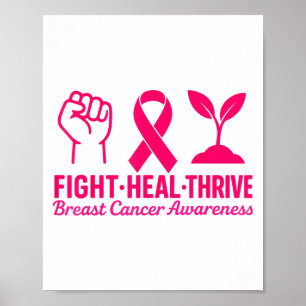 Póster Lucha contra el cáncer de mama Thrive Conciencia N