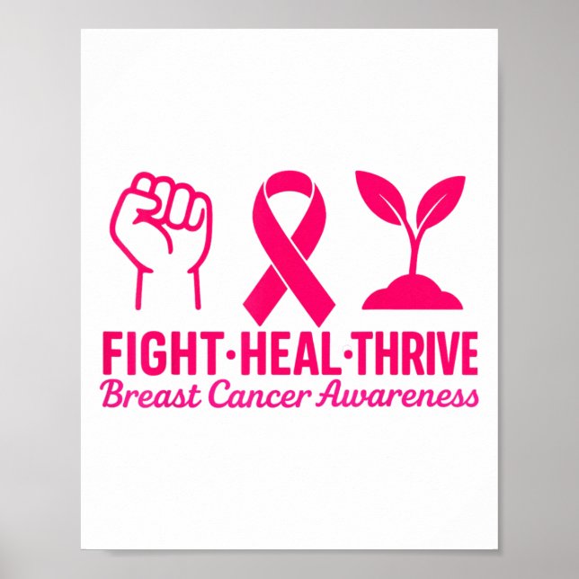 Póster Lucha contra el cáncer de mama Thrive Conciencia N (Frente)