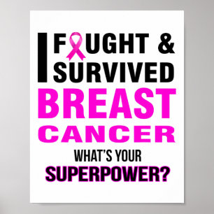 Póster Lucha Contra El Cáncer De Mama Y Sobrevivió A Los