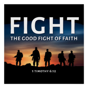 Póster Lucha contra la buena lucha de la fe de la Biblia