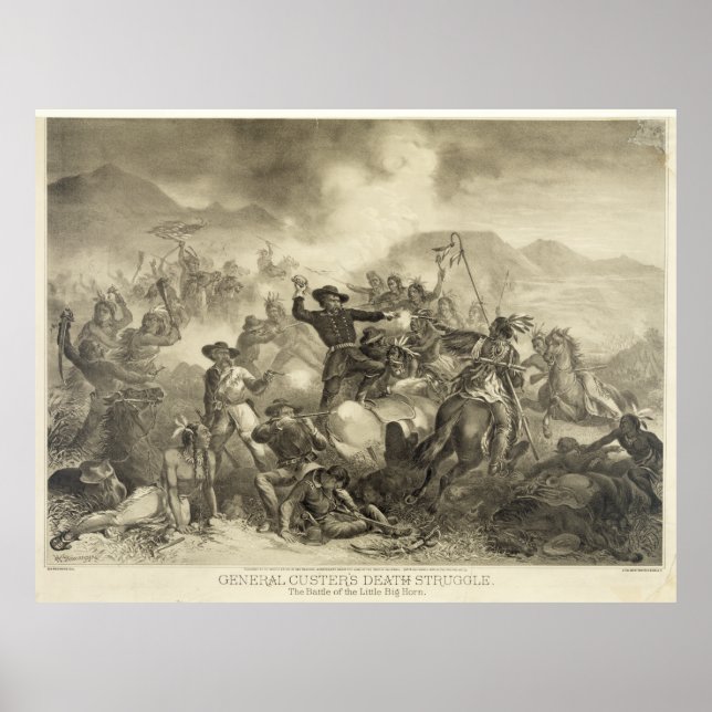 Póster Lucha contra la muerte del General Custer [1878?] (Frente)