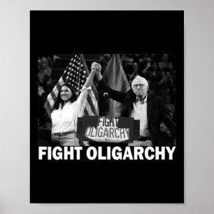 Póster Lucha contra la oligarquía Bernie Sanders y AOC Li