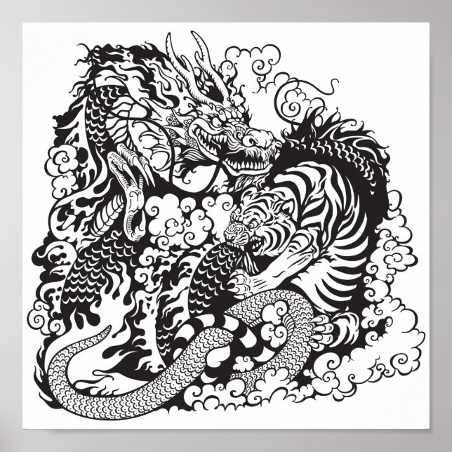 Póster lucha de dragones y tigres (Frente)