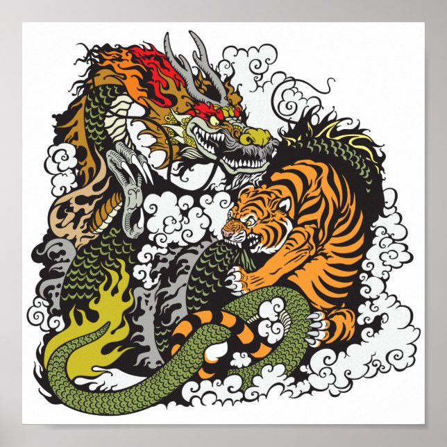 Póster lucha de dragones y tigres (Frente)