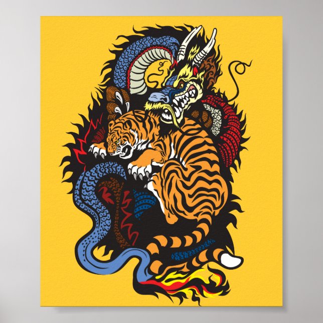 Póster lucha de dragones y tigres (Frente)