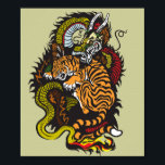 Póster lucha de dragones y tigres<br><div class="desc">ilustracion de lucha de dragones y tigres</div>