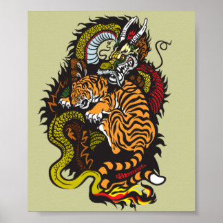 Póster lucha de dragones y tigres