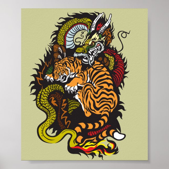 Póster lucha de dragones y tigres (Frente)